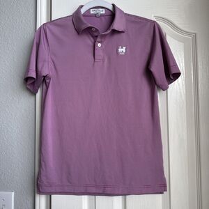 Peter Millar Polo Pink Purple Stripes Golf 1896 Locomotive Shirt Medium